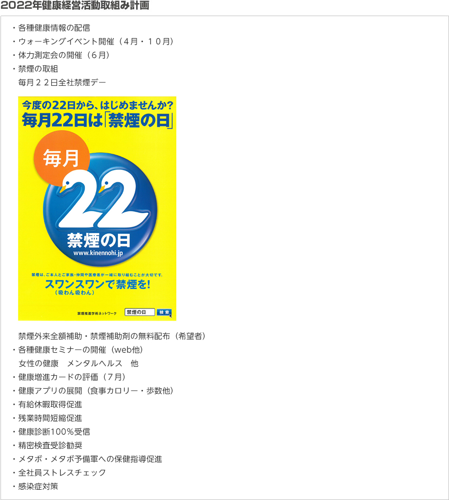 2022健康経営活動取組み計画