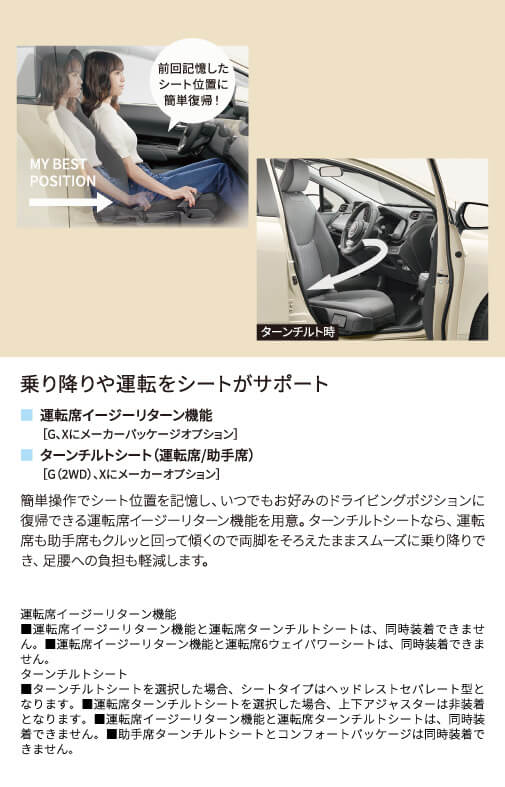 乗り降りや運転をシートがサポート
